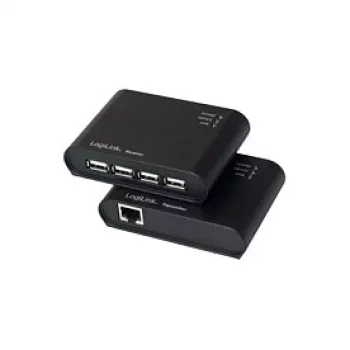 LogiLink USB 2.0 Cat.5-extender met 4-poorts hub, 50 m, zwart