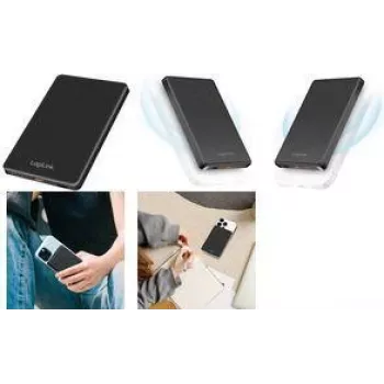 LogiLink PA0352 magnetische draadloze powerbank 5000 mAh 20W PD USB-C zwart