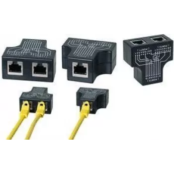 LogiLink RJ45-poortverdubbelaar, T-adapter, 1x RJ45 bus naar 2x RJ45 bus, 10/100 BaseT, zwart (MP0137)