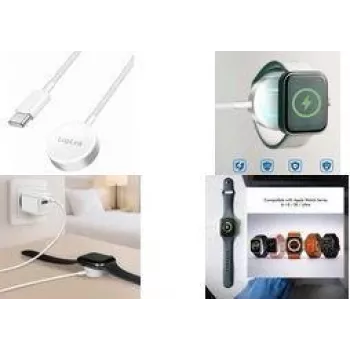 LogiLink PA0379 inductieve oplaadkabel voor Apple Watch, wit, 1 m