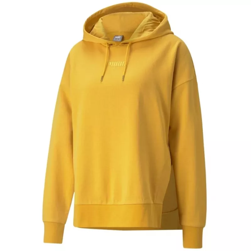 PUMA HER Hoodie TR Dames Relaxed Fit Pullover Hoodie Lichtgeel