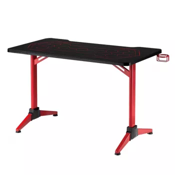 LogiLink gamingbureau, 120x60 cm, tafelblad van gehard glas met RGB-verlichting, rode rand