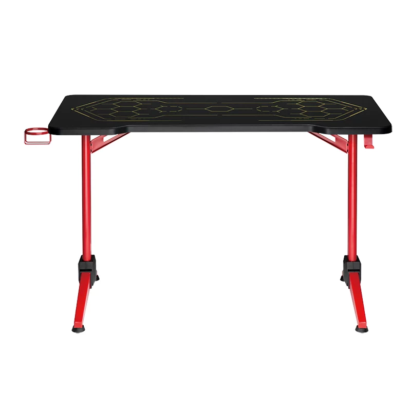 LogiLink gamingbureau, 120x60 cm, tafelblad van gehard glas met RGB-verlichting, rode rand