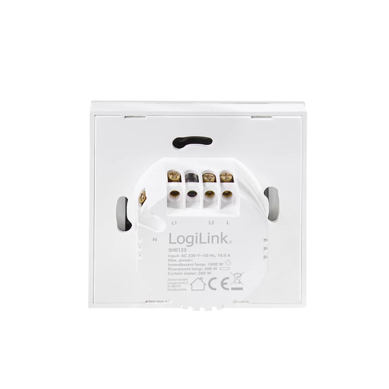 LogiLink WiFi Smart EU lichtschakelaar, 2-voudig, Tuya-compatibel, wit