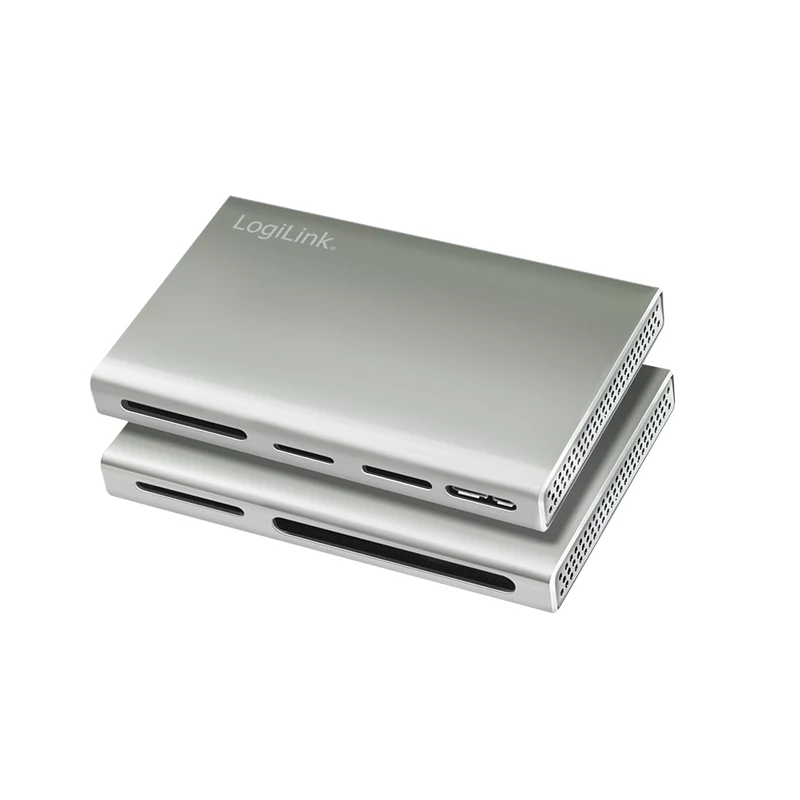 LogiLink USB 3.2 Gen1 5-in-1 kaartlezer, metalen behuizing, zilver