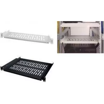 LogiLink 19 inch vaste racklade 1U, 300 mm diep, zwart RAL 9005, staal, max. 15 kg