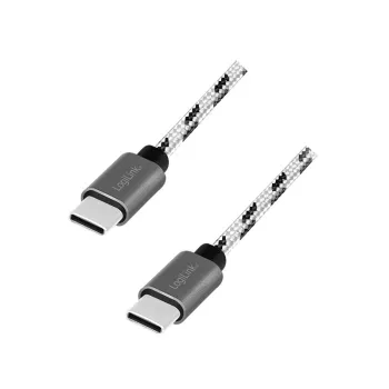LogiLink USB 2.0 Type-C 3-delige kabelset, C/M naar C/M, aluminium, nylon, wit/zwart
