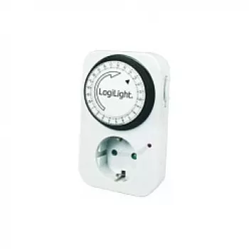 LogiLink mechanische tijdschakelaar ET0001, dagelijks programmeerbaar, 16A/3680W, 230V, type F Schuko, wit