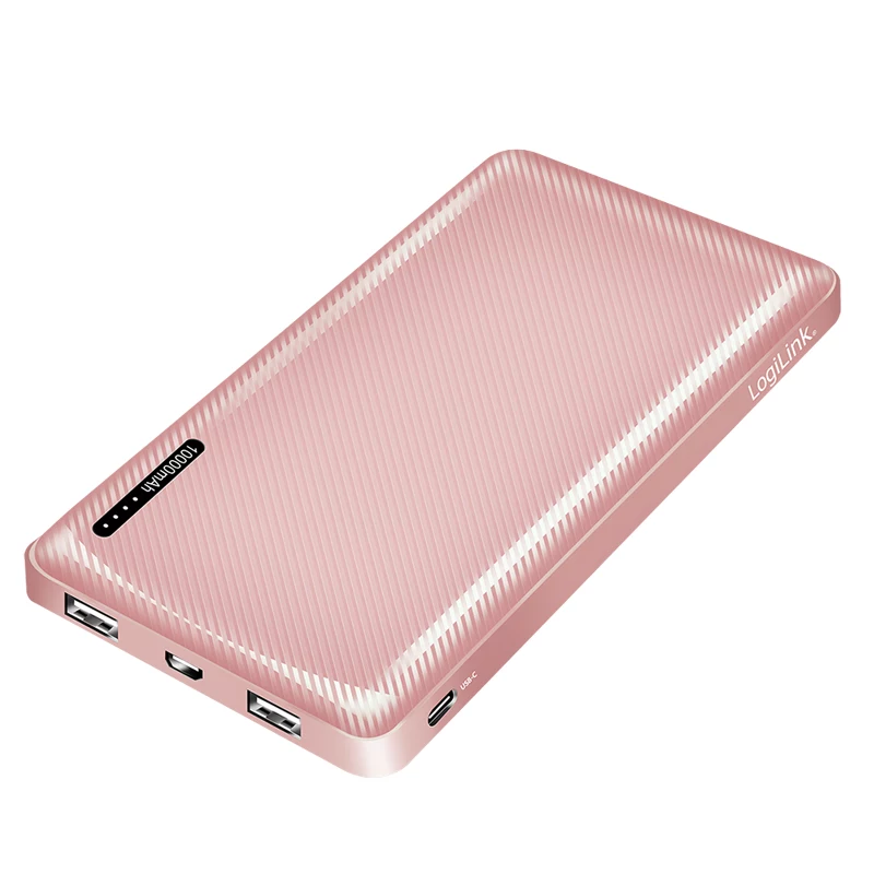LogiLink mobiele powerbank 10000 mAh LiPo USB-C PD roze