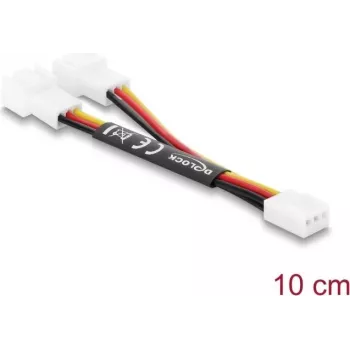 Delock Y-fan kabel 1 x 3-pin bus naar 2 x 3-pin stekker 10 cm