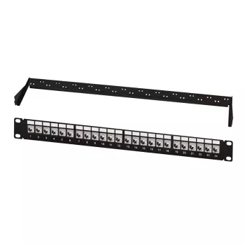 LogiLink modulair 24-poorts Cat.6A keystone patchpaneel, 19 inch/1U, zwart, EconLine