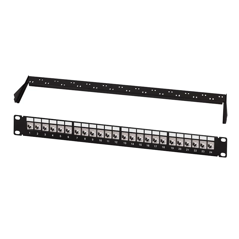 LogiLink modulair 24-poorts Cat.6A keystone patchpaneel, 19 inch/1U, zwart, EconLine