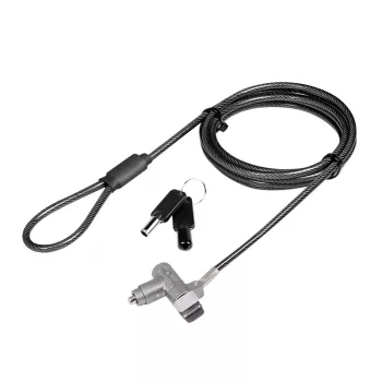 LogiLink NBS015 universeel kabelslot voor notebooks, ultrabooks, MacBook Pro en tablets – verzinkt staalkabel, 2 m, zwart/zilver