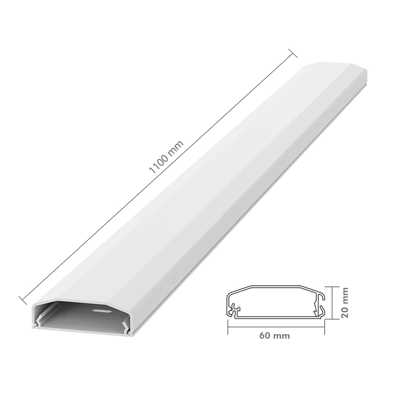 LogiLink kabelgoot, PVC, 750 x 60 x 20 mm, wit, zelfklevend, met klikdeksel