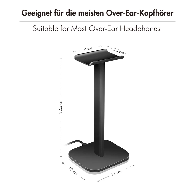 LogiLink koptelefoonstandaard met RGB-licht, zwart