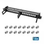 LOGILINK modulair 16-poorts Cat.6A keystone patchpaneel, 19/1U, met 3 kabelringen, zwart
