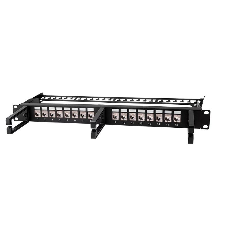 LOGILINK modulair 16-poorts Cat.6A keystone patchpaneel, 19/1U, met 3 kabelringen, zwart