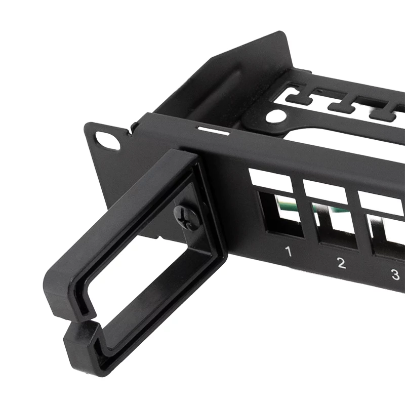 LOGILINK modulair 16-poorts Cat.6A keystone patchpaneel, 19/1U, met 3 kabelringen, zwart