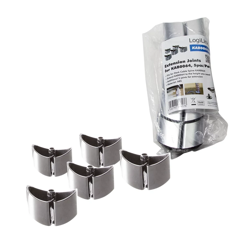 LogiLink flexibele kabelgoot-verbindingsstukken, 5 stuks, zwart