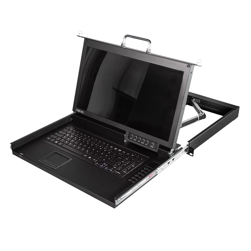 LogiLink 8-poorts KVM-console met 17-inch LCD, VGA, ultra-short-depth, 1U-rackmount