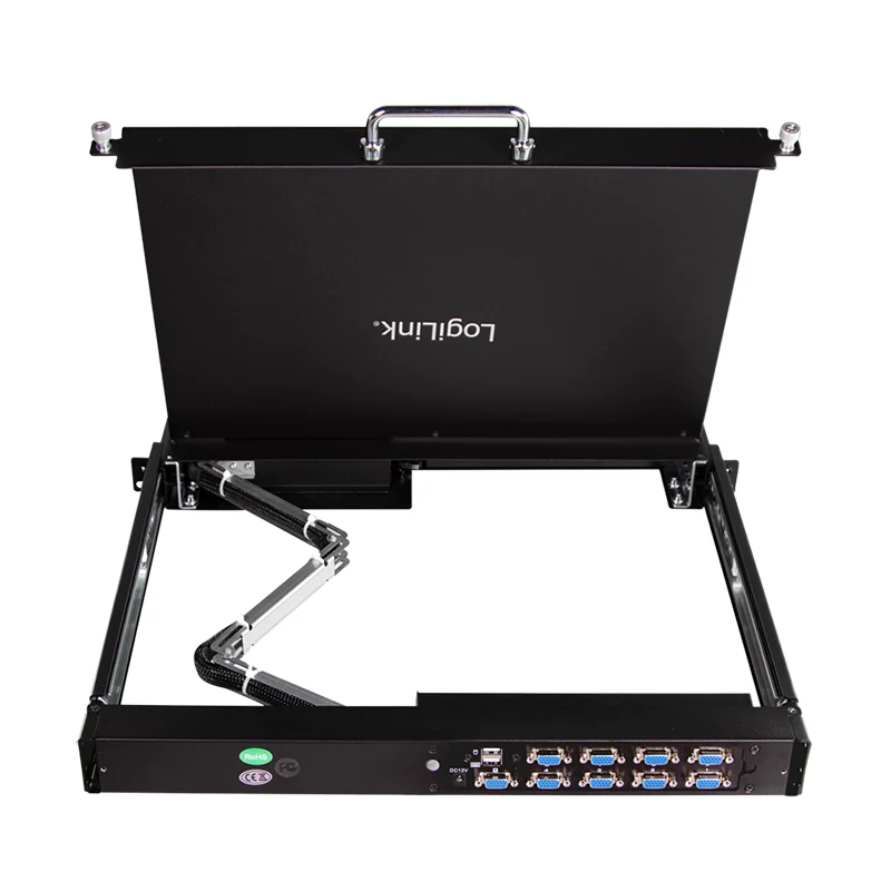 LogiLink 8-poorts KVM-console met 17-inch LCD, VGA, ultra-short-depth, 1U-rackmount