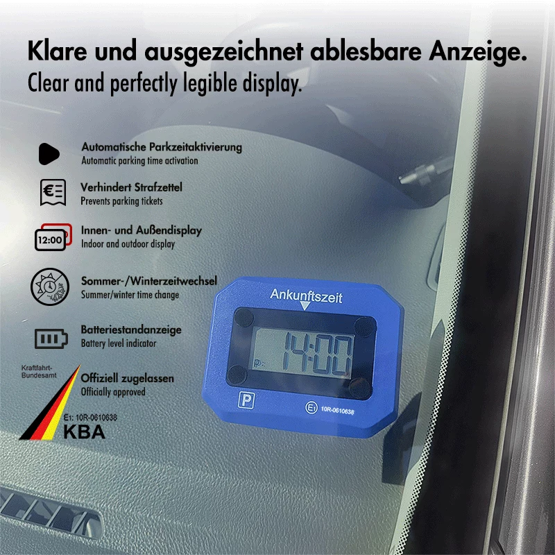 LogiLink Elektronische parkeerschijf, KBA-gecertificeerd, Blauw