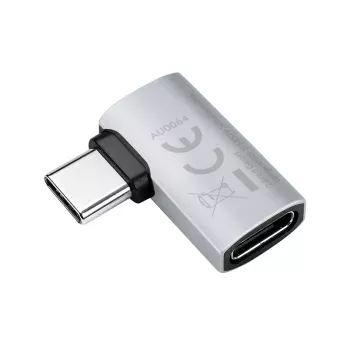 LogiLink USB4 Type-C 90° adapter, C/M naar C/F, 40 Gbit/s, 240W, 8K/60Hz, aluminium, zilver