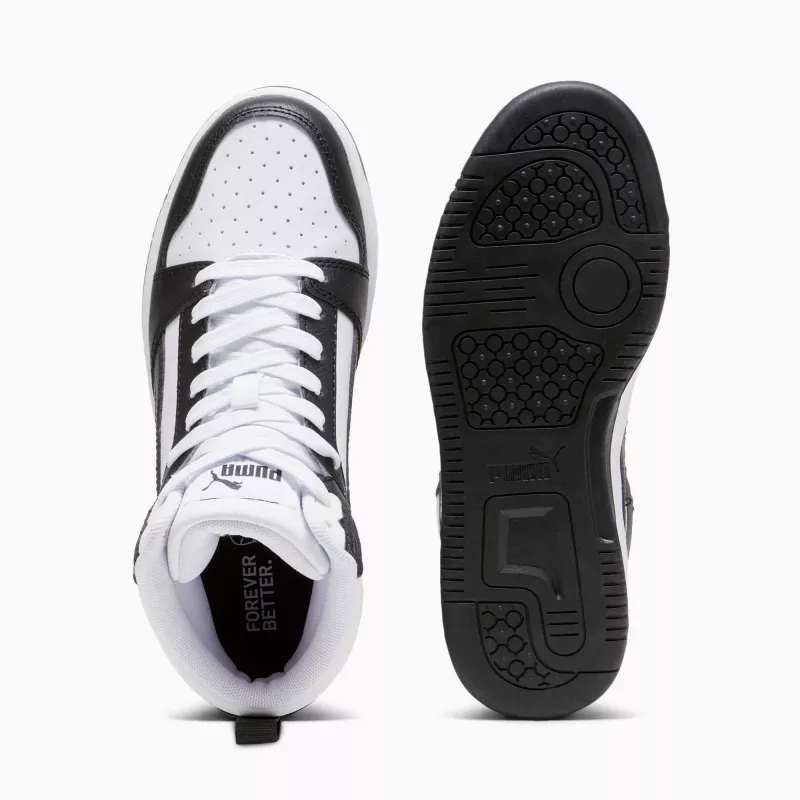 Puma Rebound V6 Mid kinderen sneakers wit zwart 393831 01 maat 38