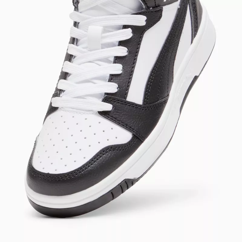 Puma Rebound V6 Mid kinderen sneakers wit zwart 393831 01 maat 38