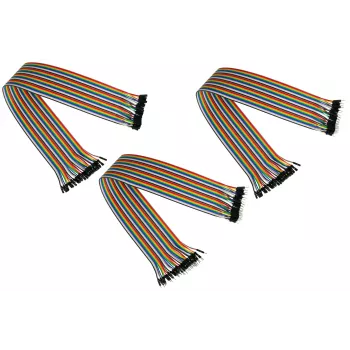 Kabelmeister 40-pin jumper wire set, 3 banden (mannelijk-mannelijk, vrouwelijk-vrouwelijk, mannelijk-vrouwelijk), 20 cm, 24 AWG, regenboogkleuren, voor Arduino, Raspberry Pi, breadboard