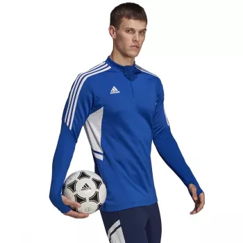 adidas Condivo 22 Heren Trainings-Sweatshirt 1/2 Rits Blauw-Wit HA6271