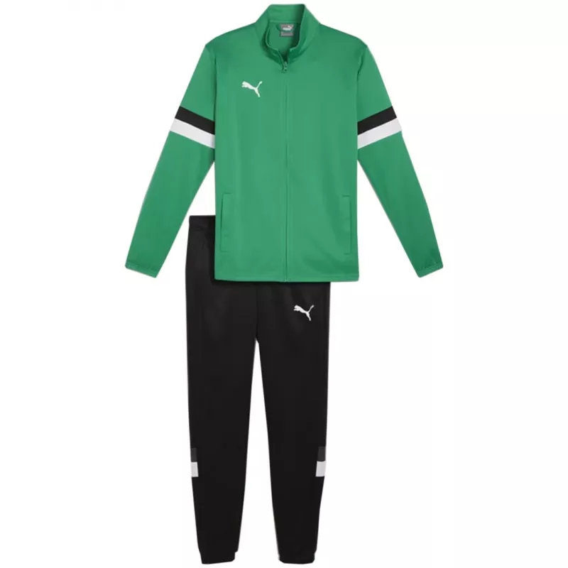PUMA Heren Team Rise trainingspak in pepergroen en Puma Black, maat S