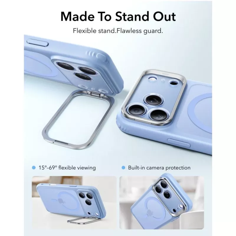 ESR Classic Hybrid Kickstand MagSafe-hoes voor iPhone 17 Pro Max / 18 Pro Max - mat lichtblauw