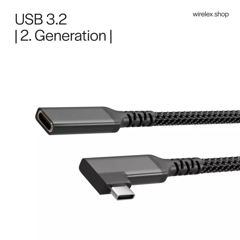 ShiverPeaks USB-C-verlengkabel USB-C/C 3.2 PD 90° - kabel - digitaal/data