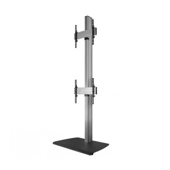 B-TECH AV SYSTEM X - universele dual-stack flatscreen-vloerstandaard (VESA 600 x 400) - 2,4 m, zwart