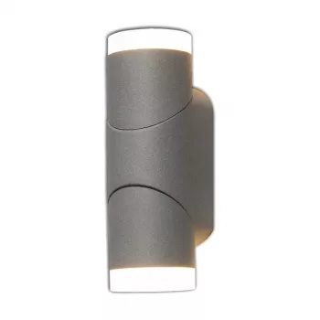 Sano LED-wandlamp met PIR-sensor, 2x6W, 800lm, 4000K, IP65, grijs