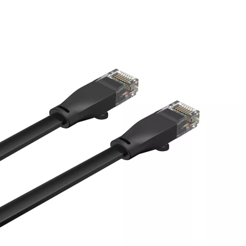 UNITEK Cat.6 UTP platte kabel 10m zwart RJ45 Snagless Gigabit Ethernet