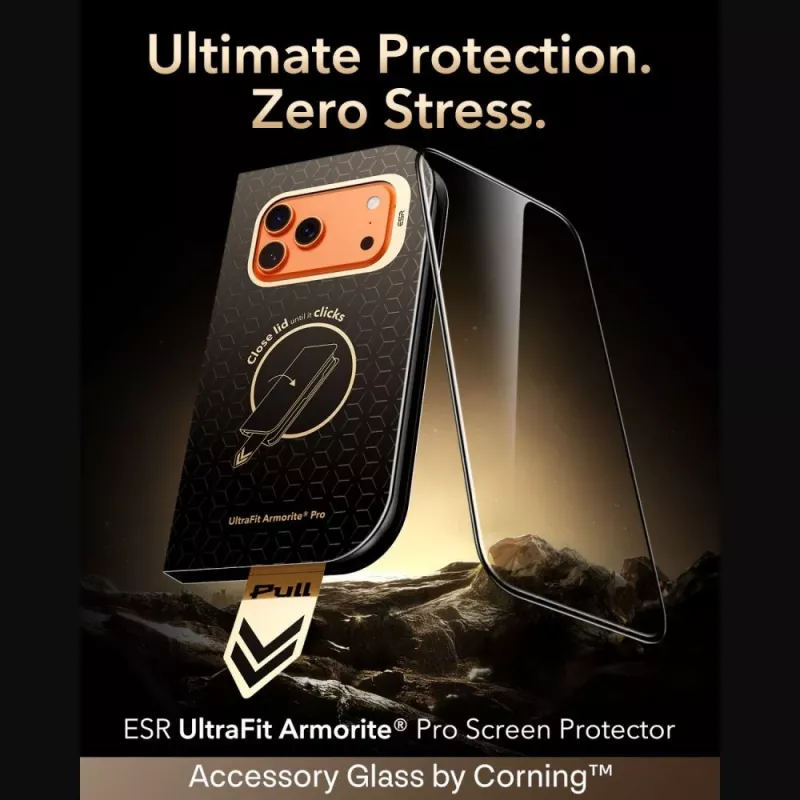 ESR UltraFit Armorite Pro gehard glas schermbescherming voor iPhone 17 Pro Max / 18 Pro Max - zwart