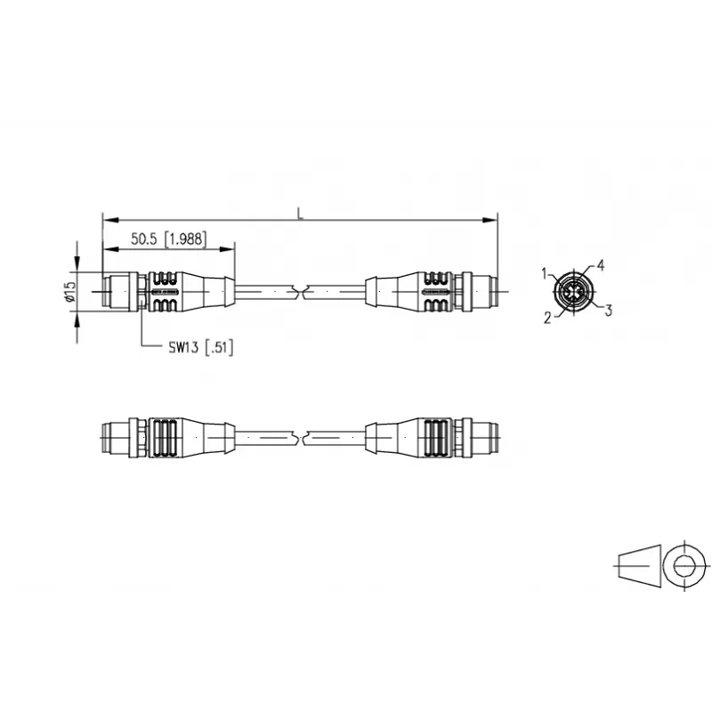 METZ CONNECT M12 D-gecodeerde industriële Ethernet-patchkabel, 4-polig stekker naar 4-polig stekker, 5m, PUR groen