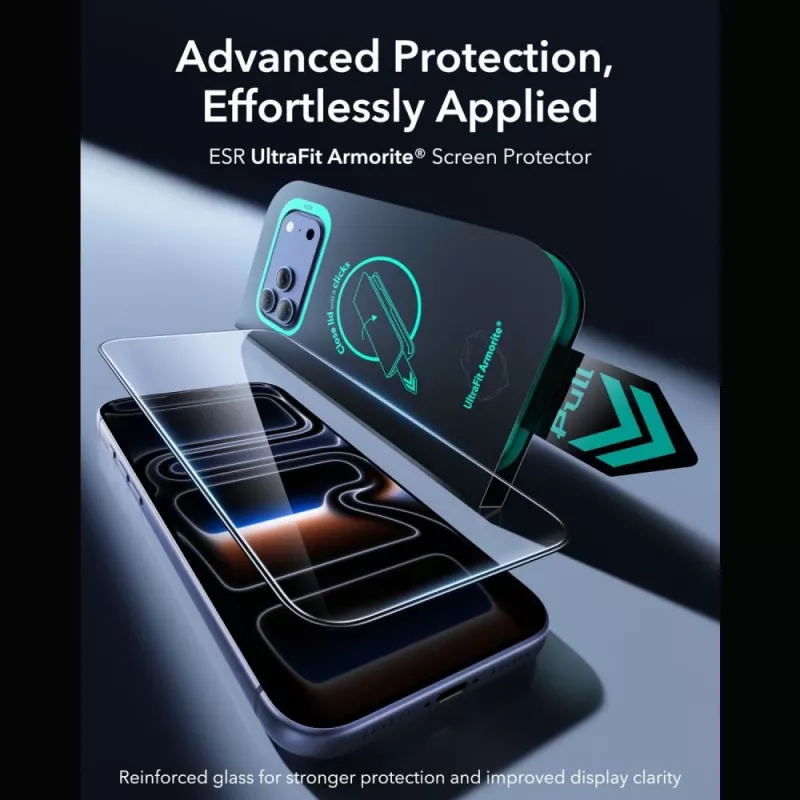 ESR UltraFit Armorite gehard glas screenprotector 2-pack voor iPhone 17 Pro Max / 18 Pro Max - zwart