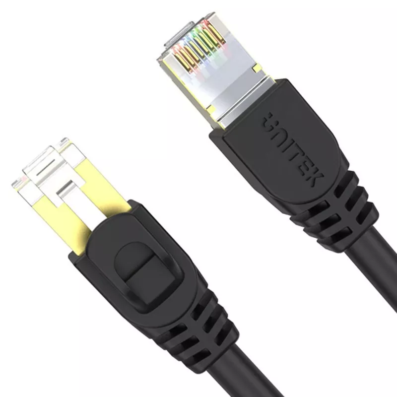 UNITEK Cat.7 S/FTP 2,0 m ethernet-patchkabel, 10 Gbit/s, 600 MHz, vergulde RJ45-stekkers, zwart