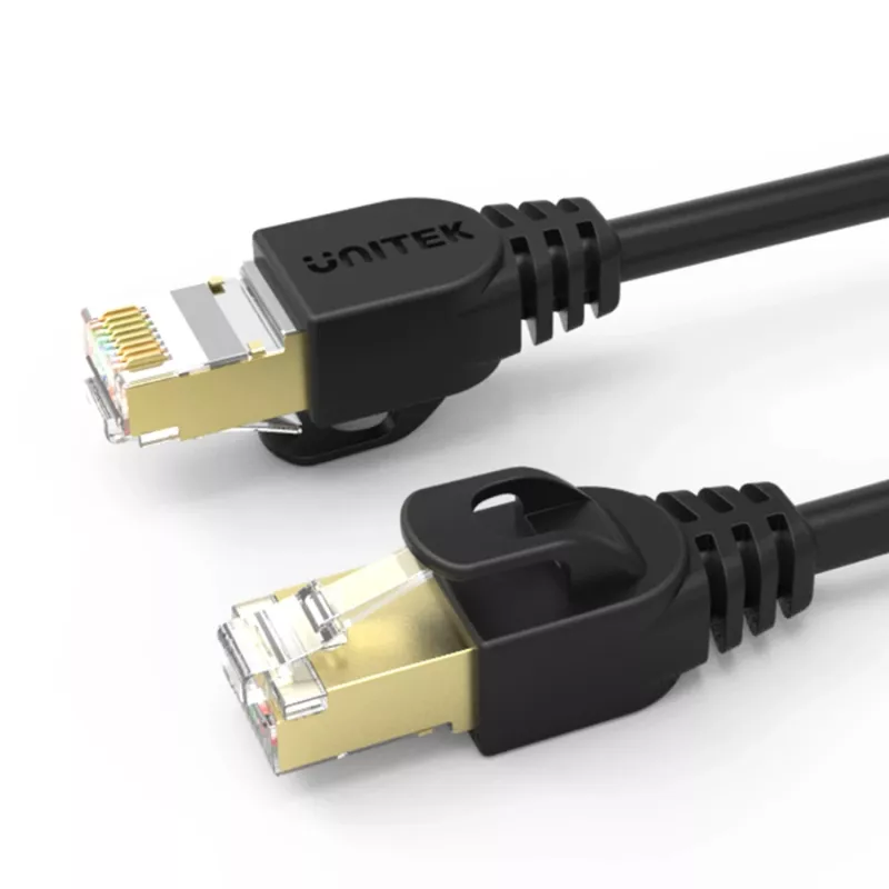 UNITEK Cat.7 S/FTP 2,0 m ethernet-patchkabel, 10 Gbit/s, 600 MHz, vergulde RJ45-stekkers, zwart