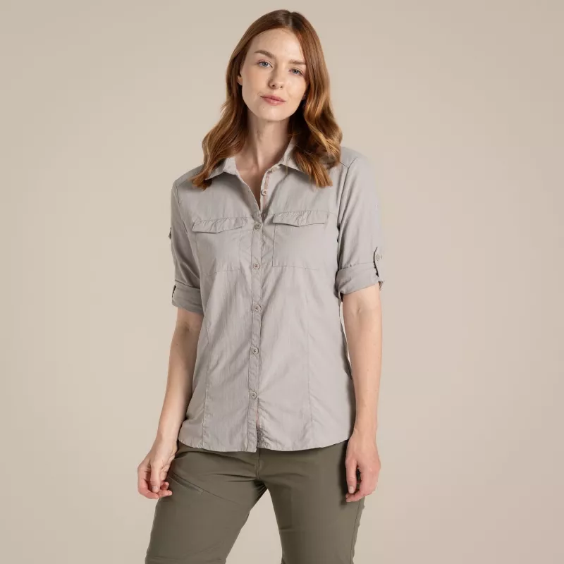 Craghoppers NosiLife Adventure LS Shirt III dames reisoverhemd - Soft Mushroom