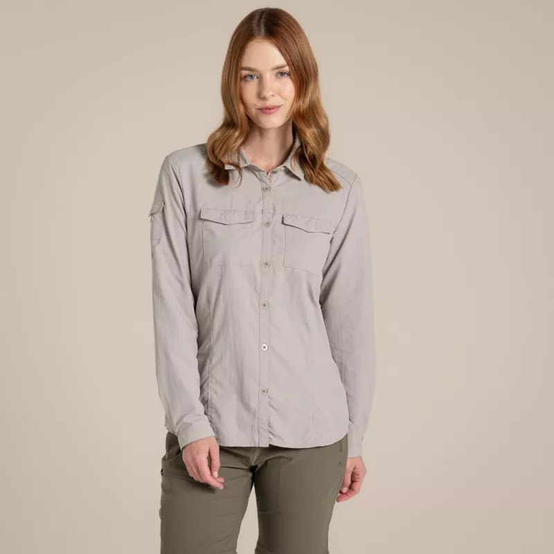 Craghoppers NosiLife Adventure LS Shirt III dames reisoverhemd - Soft Mushroom