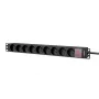 Caymon PSR109FS/B 19 inch 1U 9-voudige stekkerdoos Frans type E met 2,5 m kabel, zwart