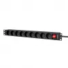 Caymon PSR109FS/B 19 inch 1U 9-voudige stekkerdoos Frans type E met 2,5 m kabel, zwart