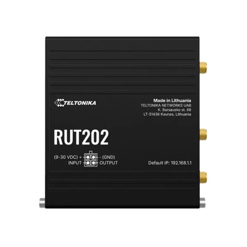 Teltonika Networks RUT202 4G LTE WLAN-router, dual-sim, 2x Ethernet, DIN-rail-/wandmontage, aluminium