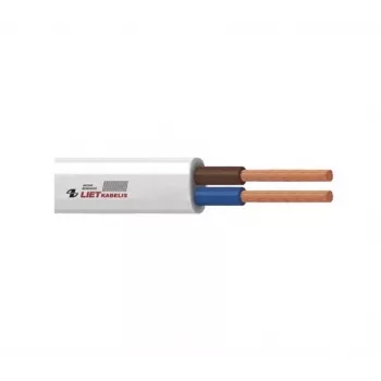 H05VVH2-F 2x1 mm² witte flexibele PVC-platte kabel, tweelingkabel, 50m