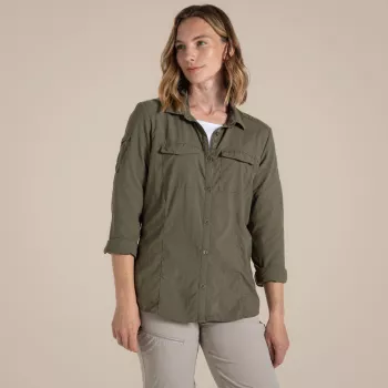Craghoppers NosiLife Adventure LS Shirt III dames langarm insectenwerend overhemd, Wild Olive, maat M
