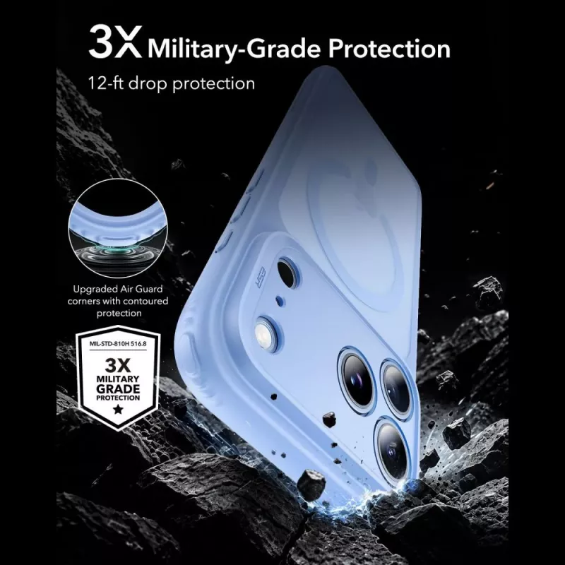 ESR Classic Hybrid MagSafe-hoes voor iPhone 17 Pro Max / 18 Pro Max - Mat lichtblauw